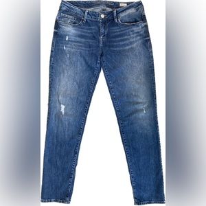 Mavi Jeans Emma Slim Boyfriend stretchy denim distressed medium dark Large 30x32